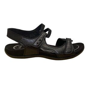 Abeo Women’s Black Leather Adjustable Straps Bio System Crescent Sandals Sz 7.5N